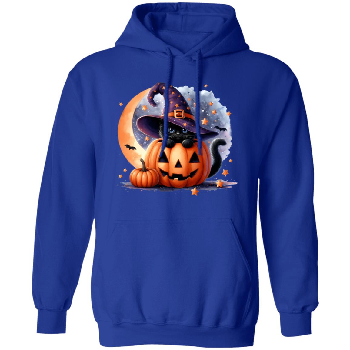 Retro Black Witch Cat Pumpkin Halloween Costume Fall Autumn Season T-Shirt and Pullover Hoodie