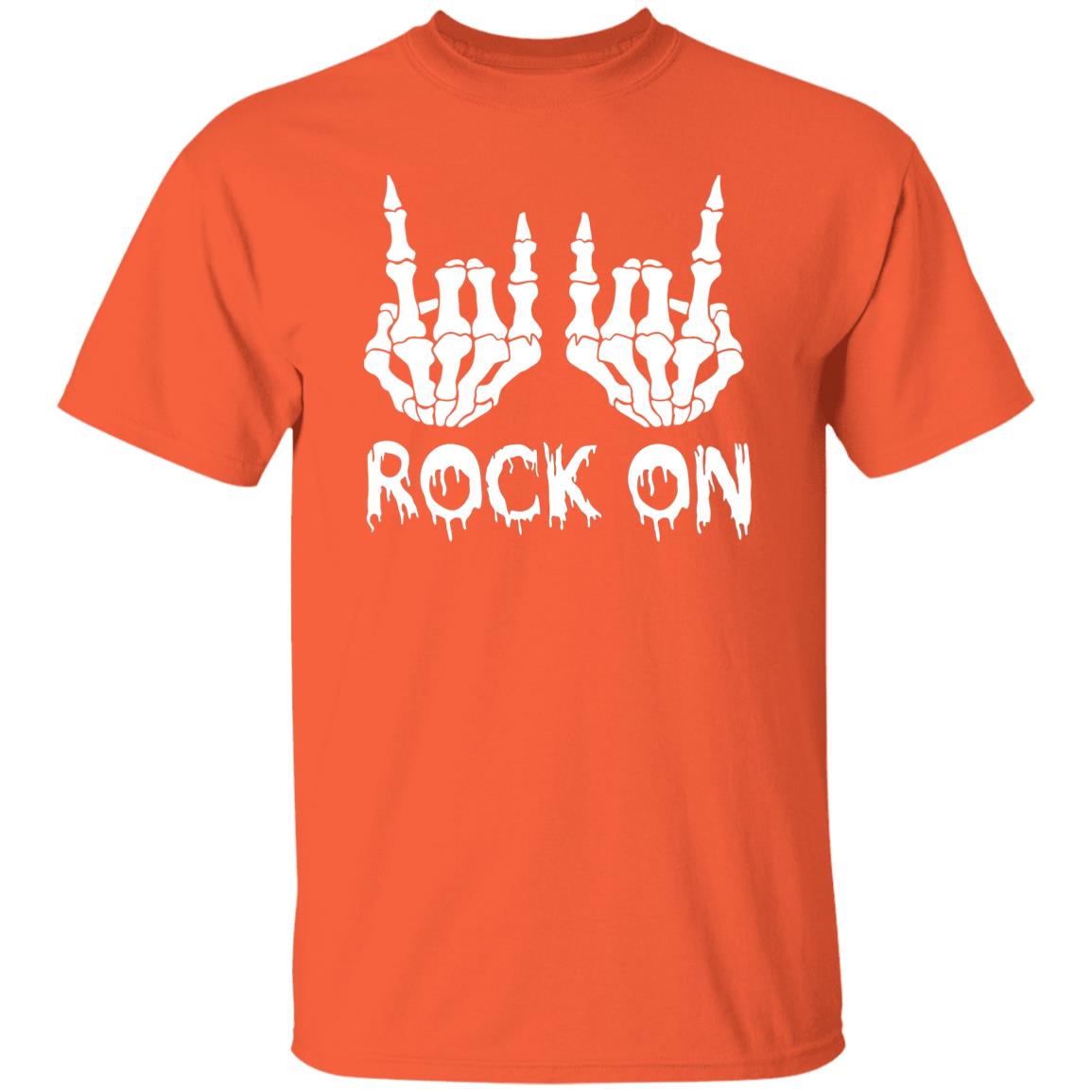 Rock On Skeleton Hand Sign Band Tees - Rock and Roll Graphic T-Shirt