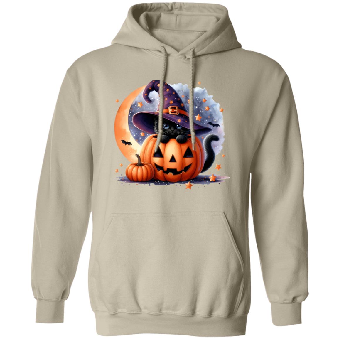 Retro Black Witch Cat Pumpkin Halloween Costume Fall Autumn Season T-Shirt and Pullover Hoodie