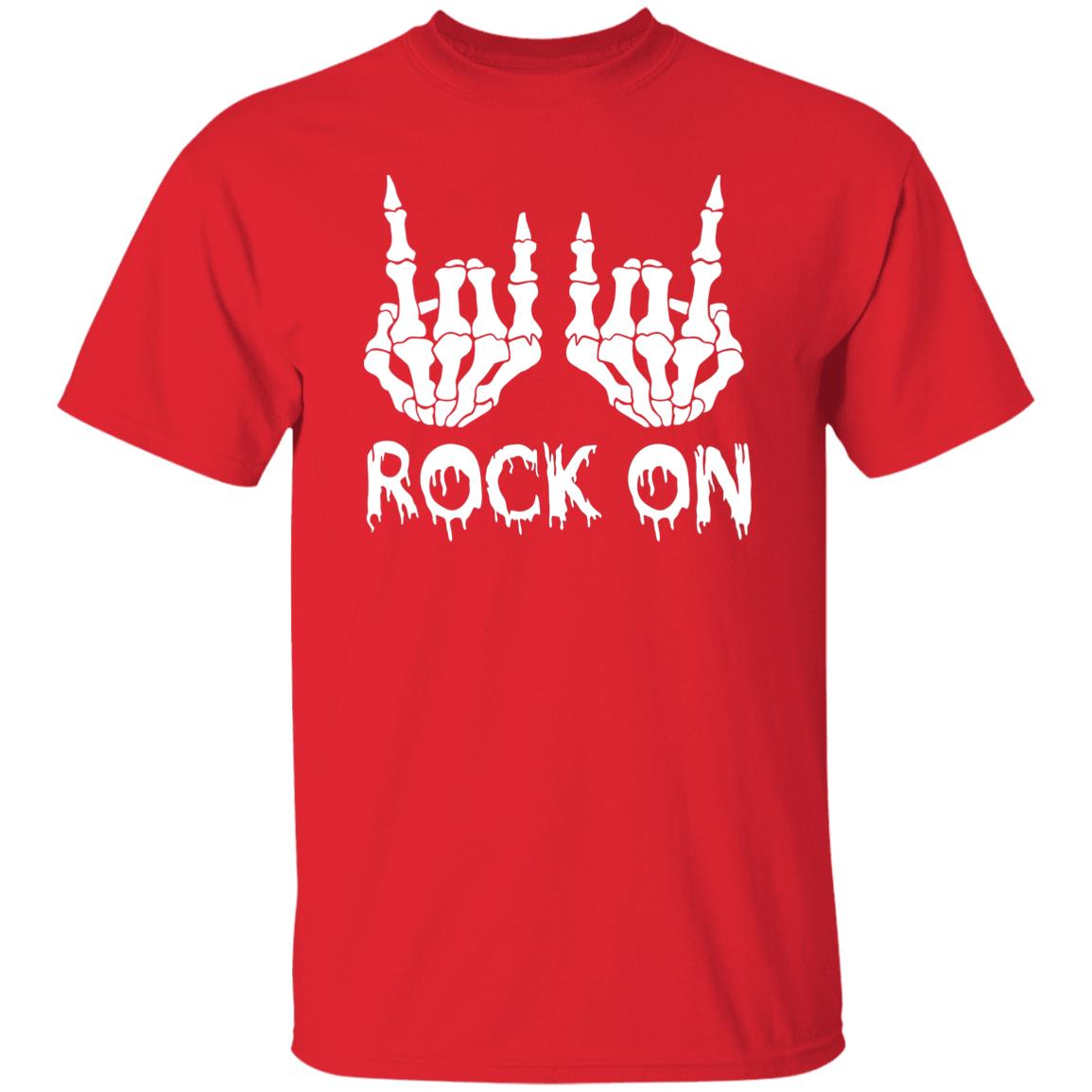 Rock On Skeleton Hand Sign Band Tees - Rock and Roll Graphic T-Shirt