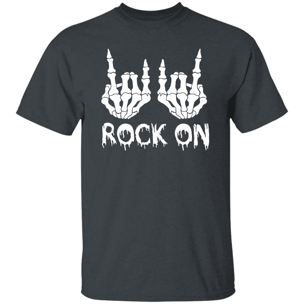 Rock On Skeleton Hand Sign Band Tees - Rock and Roll Graphic T-Shirt
