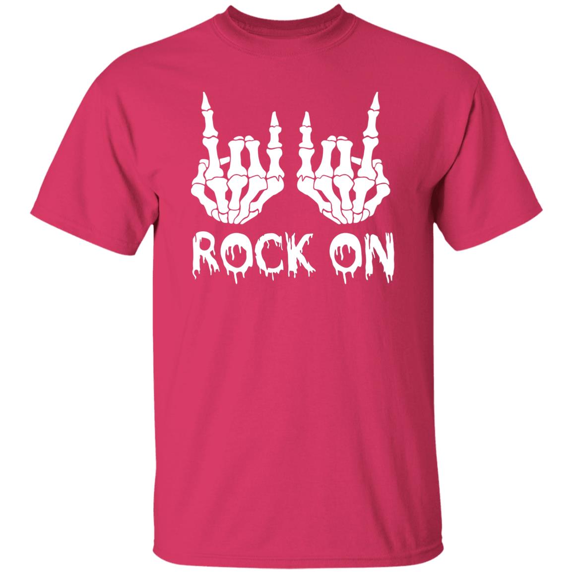 Rock On Skeleton Hand Sign Band Tees - Rock and Roll Graphic T-Shirt
