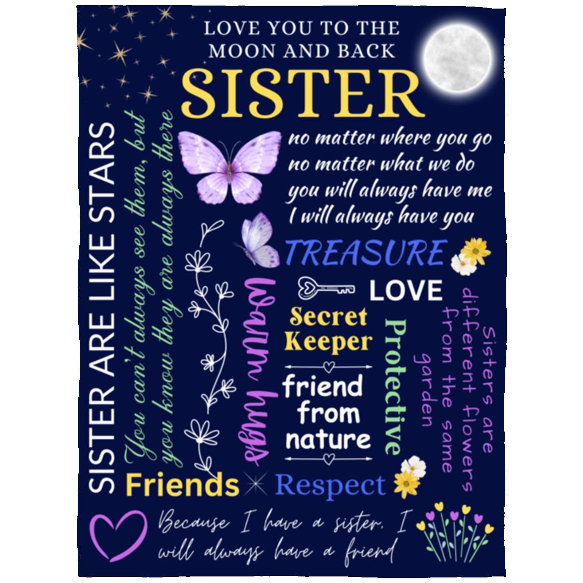 Love You To The Moon and Back Sister Gift Throw Blanket, Birthday Gift, Graduation Gift Blanket Fleece Flannel Fuzzy Lightweight Travel Blankets Soft Warm Plush Throw Blanket Cozy All-Season Blanket and Throw