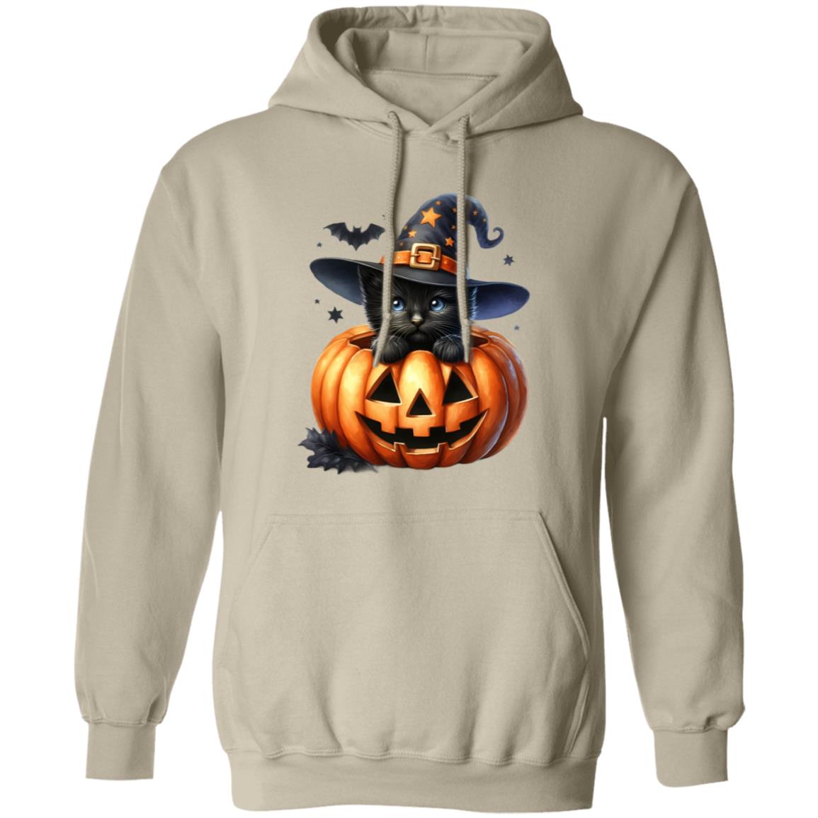 Retro Black Witch Cat Pumpkin Halloween Costume Fall Autumn Season T-Shirt and Pullover Hoodie