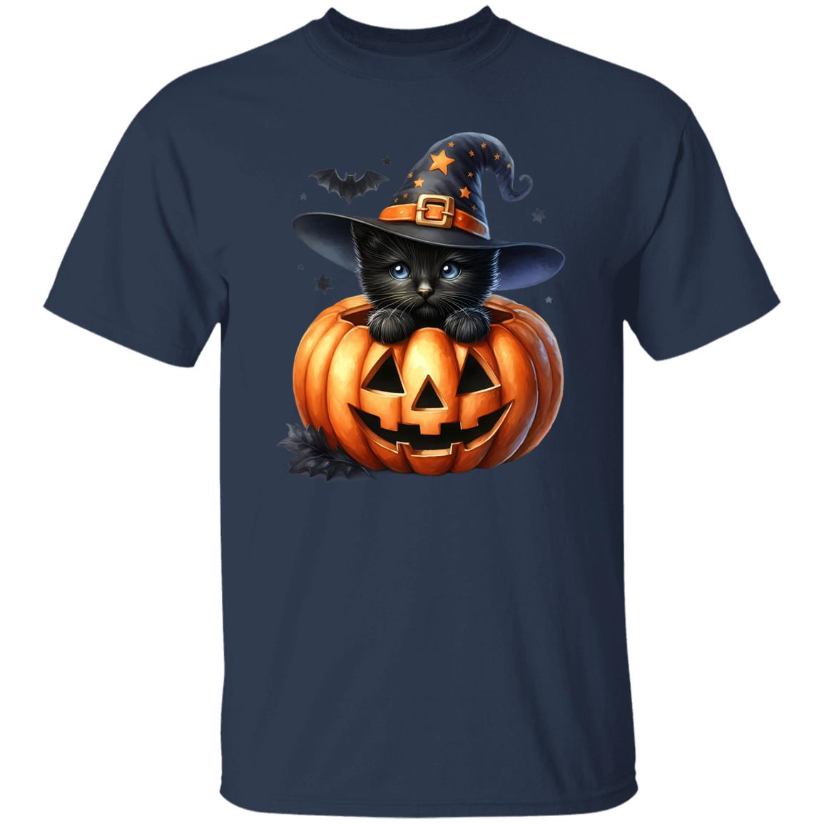 Retro Black Witch Cat Pumpkin Halloween Costume Fall Autumn Season T-Shirt and Pullover Hoodie