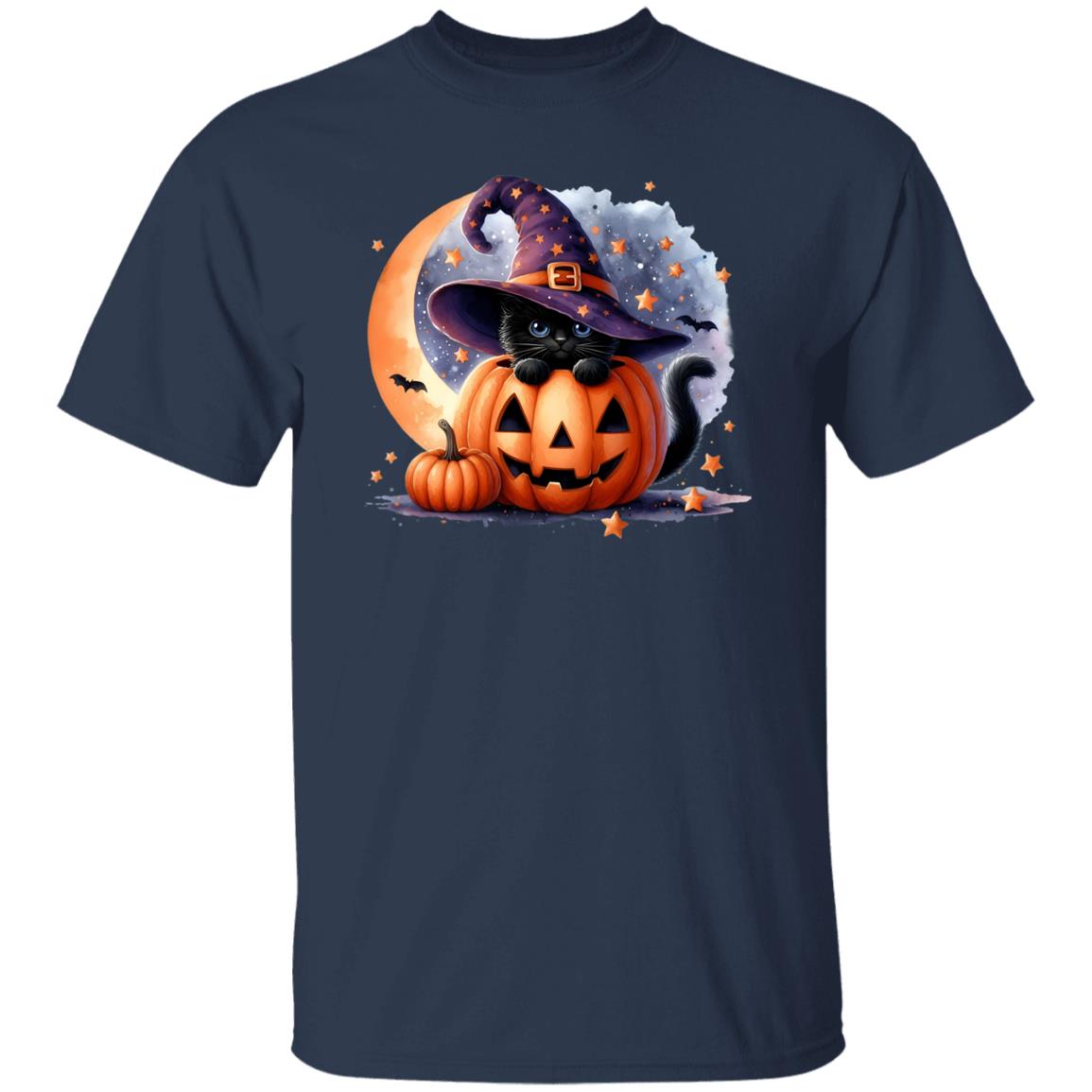 Retro Black Witch Cat Pumpkin Halloween Costume Fall Autumn Season T-Shirt and Pullover Hoodie