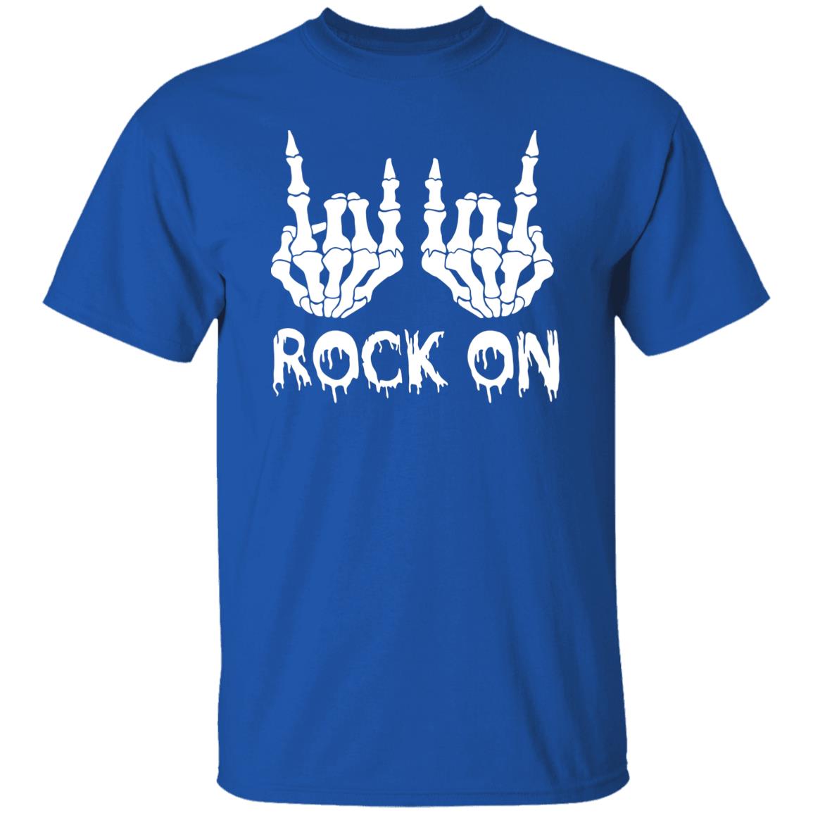 Rock On Skeleton Hand Sign Band Tees - Rock and Roll Graphic T-Shirt