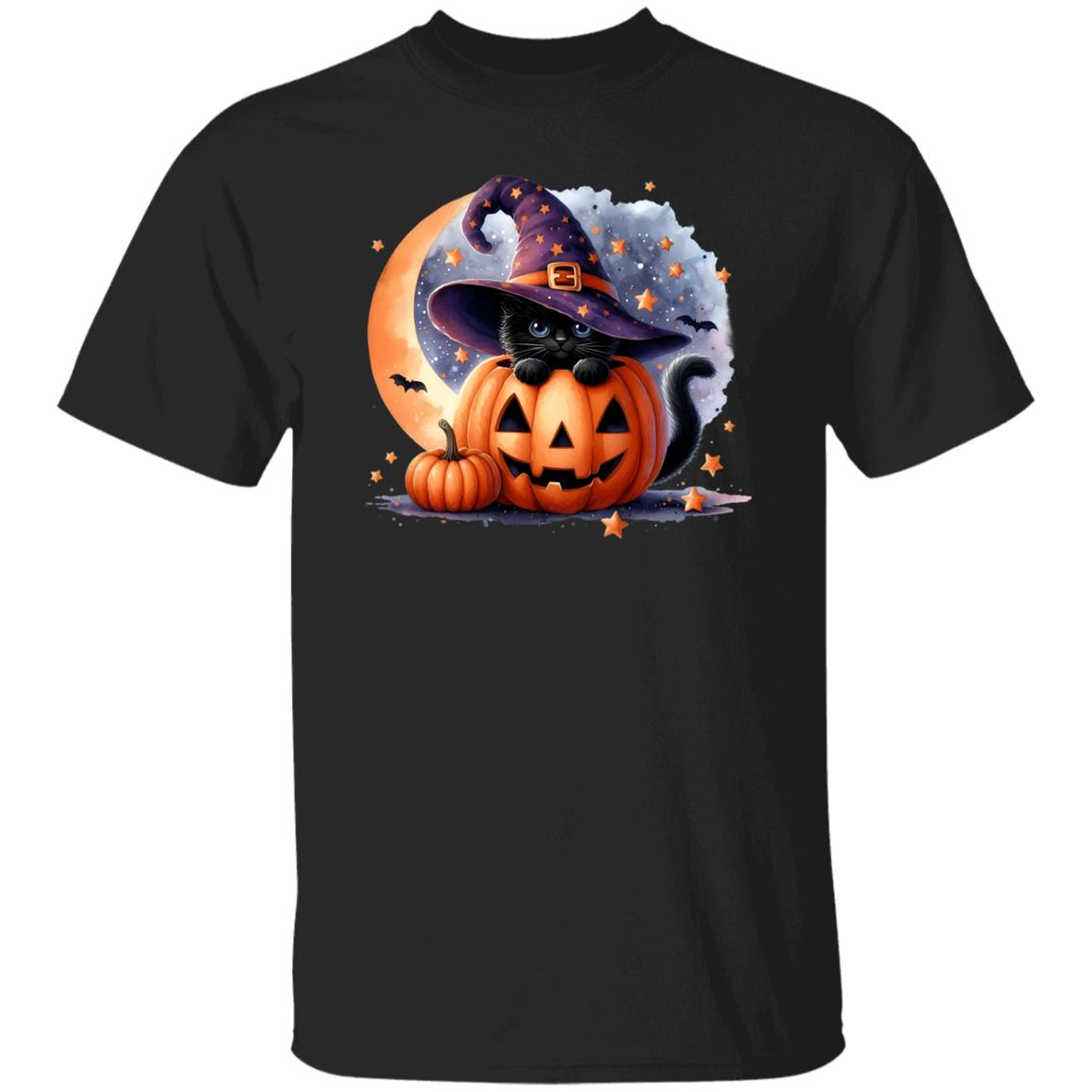 Retro Black Witch Cat Pumpkin Halloween Costume Fall Autumn Season T-Shirt and Pullover Hoodie