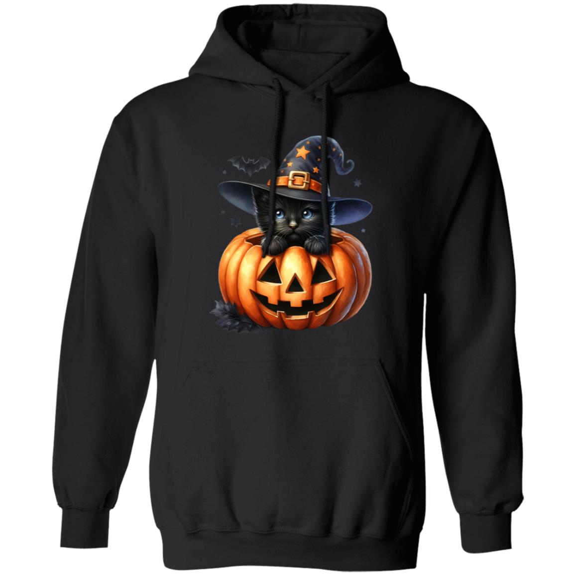 Retro Black Witch Cat Pumpkin Halloween Costume Fall Autumn Season T-Shirt and Pullover Hoodie