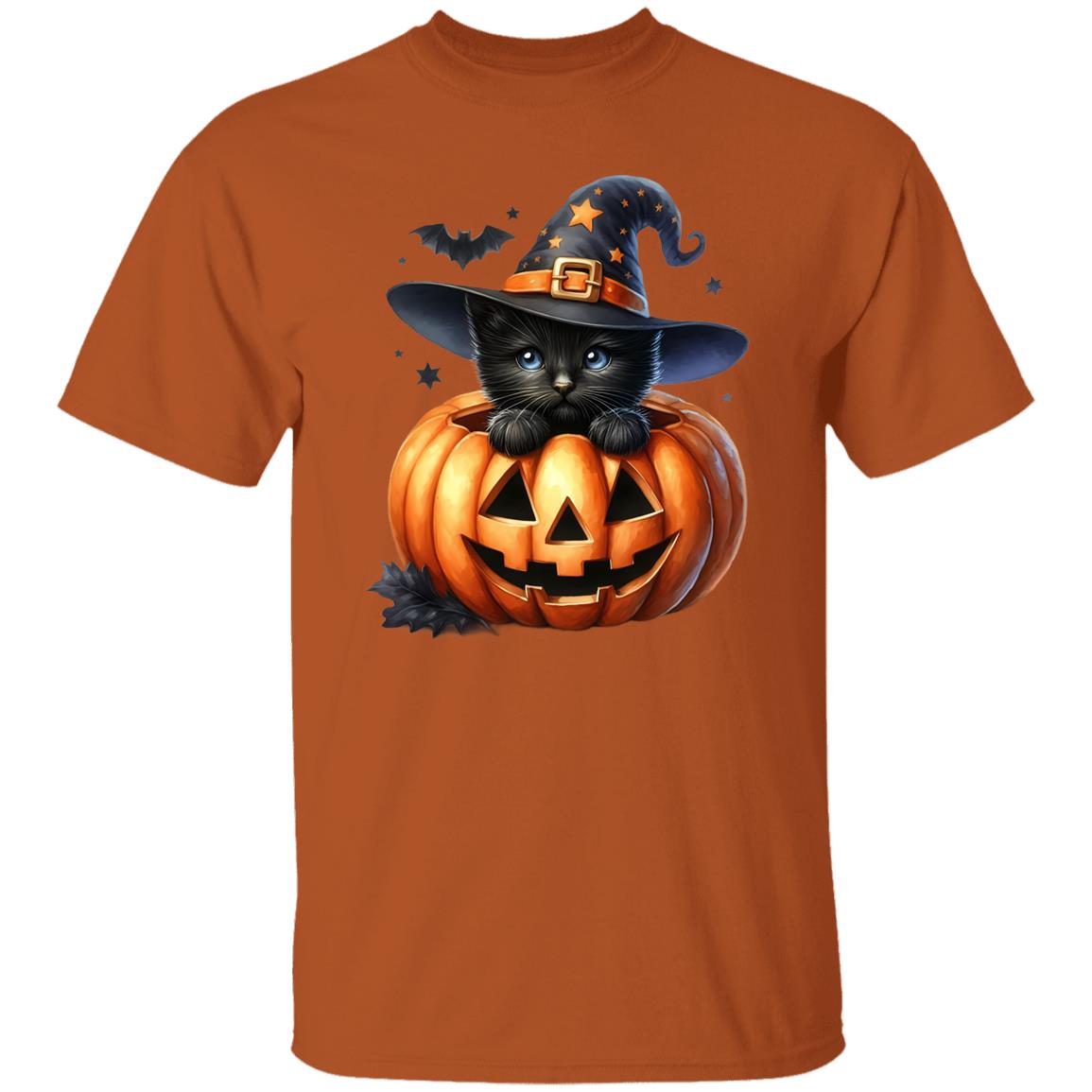 Retro Black Witch Cat Pumpkin Halloween Costume Fall Autumn Season T-Shirt and Pullover Hoodie