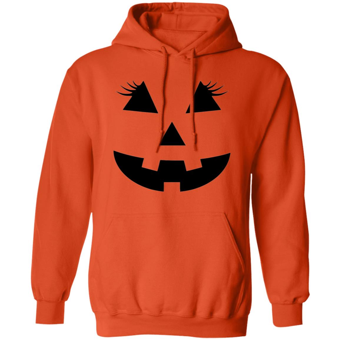 Jack O Lantern Face Pumpkin Eyelashes Halloween Costume Funny Pullover Hoodie