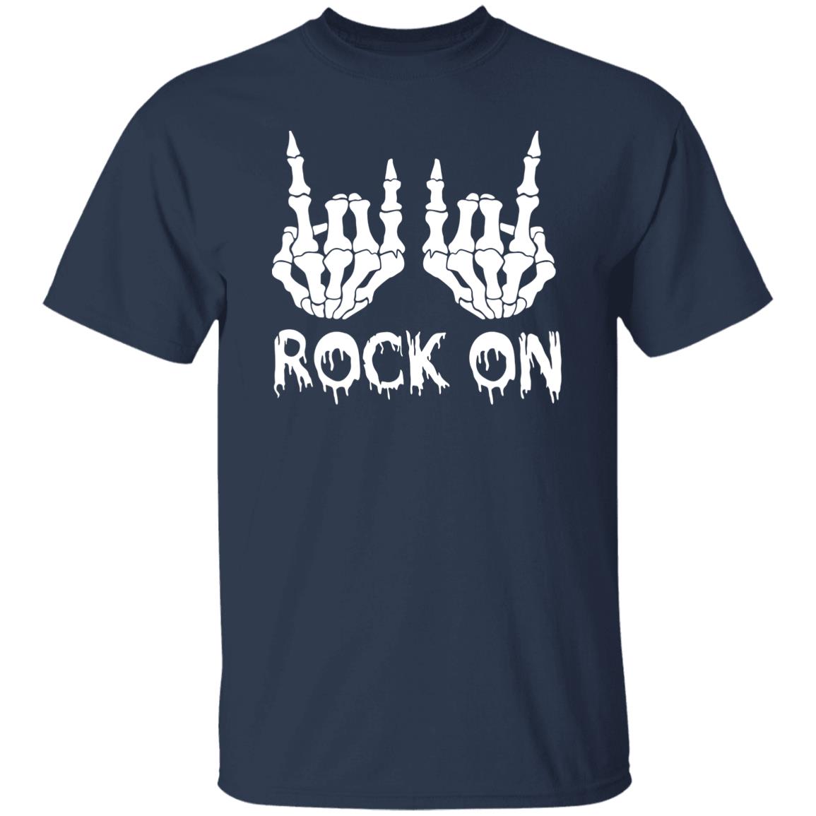 Rock On Skeleton Hand Sign Band Tees - Rock and Roll Graphic T-Shirt