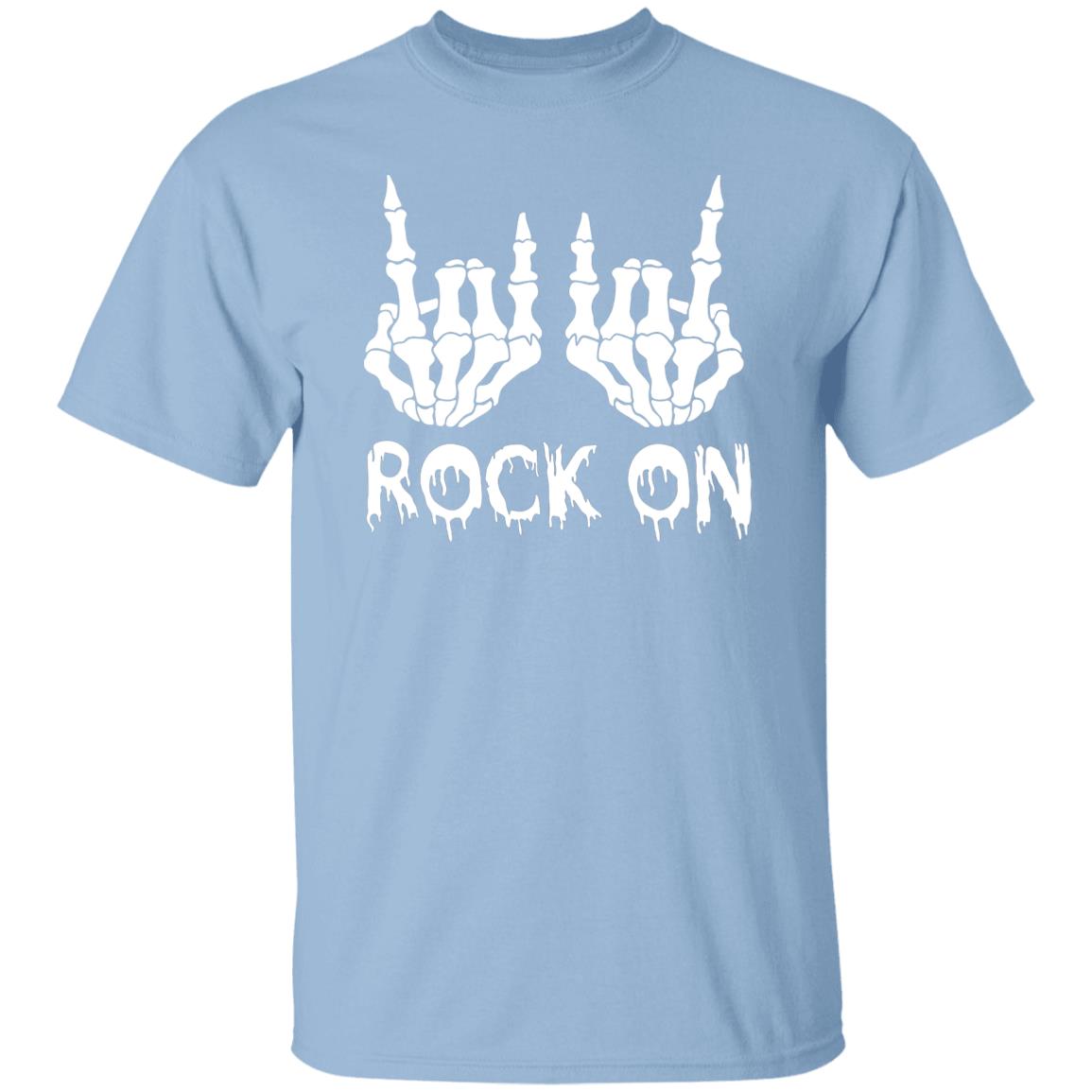 Rock On Skeleton Hand Sign Band Tees - Rock and Roll Graphic T-Shirt