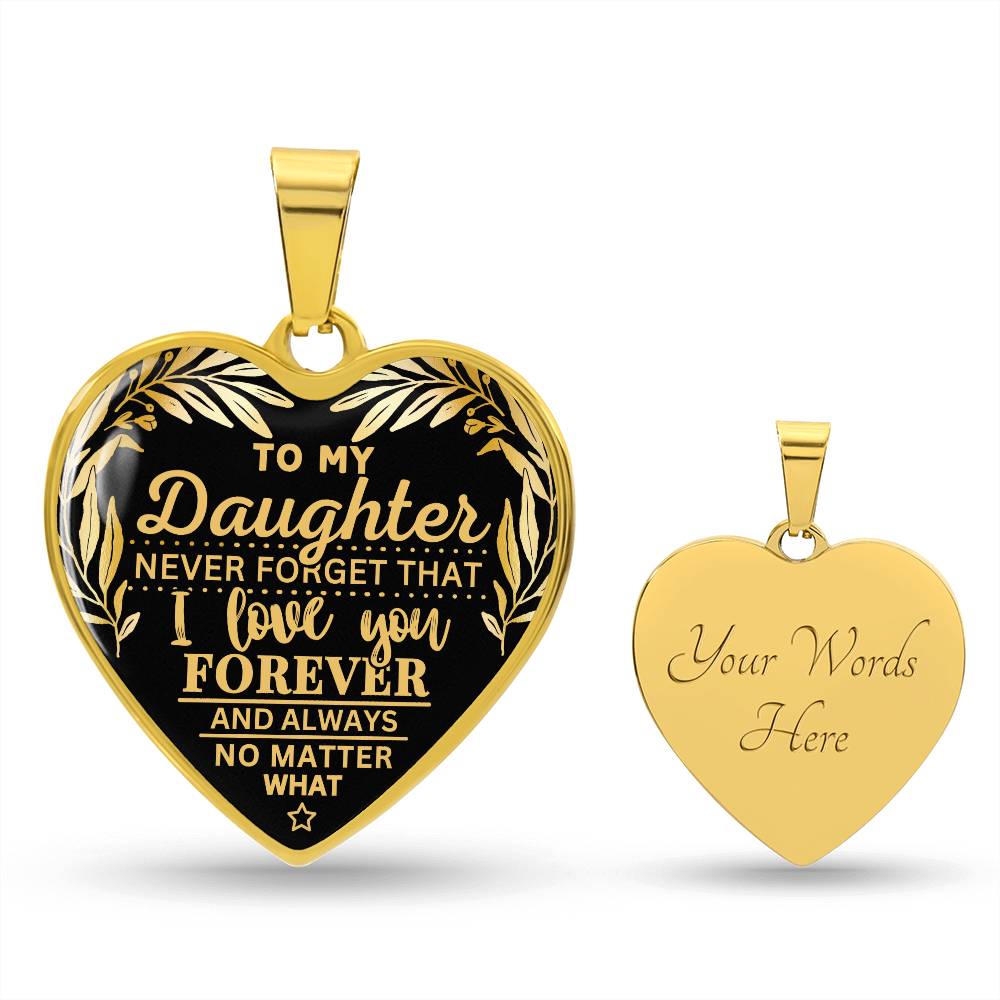 To My Daughter Never Forget I Love You Heart Pendant Necklace