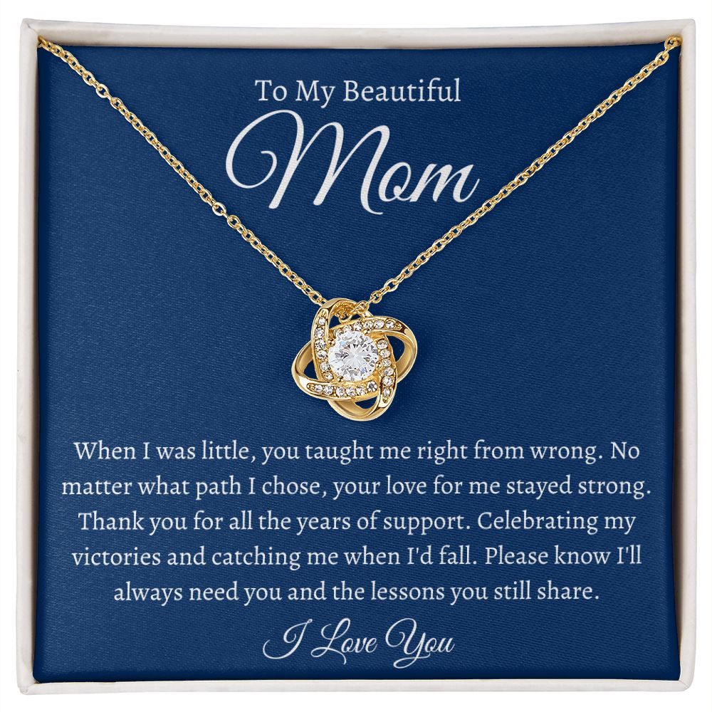 To My Beautiful Mom / Love Knot Necklace