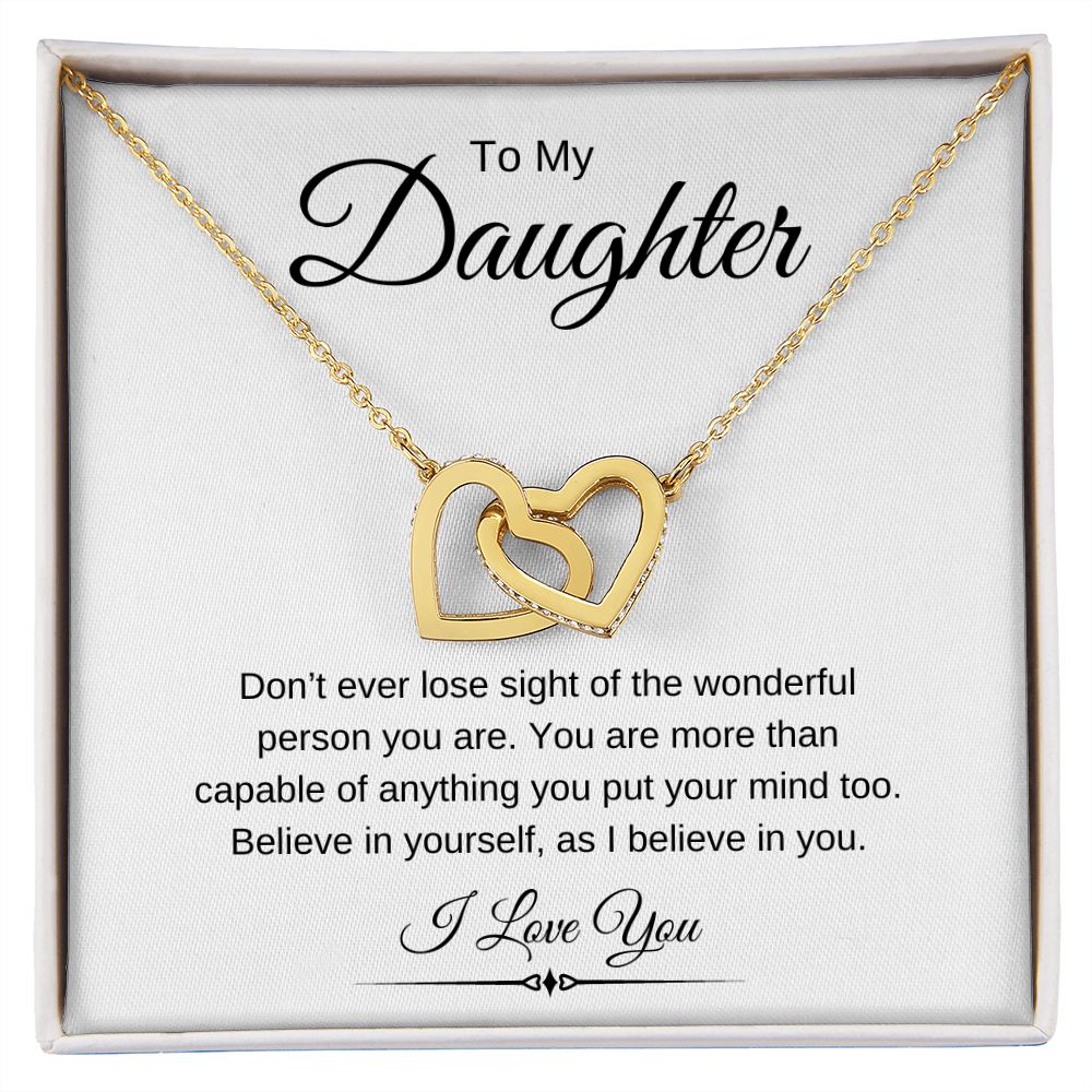To My Daughter / Interlocking Hearts Necklace