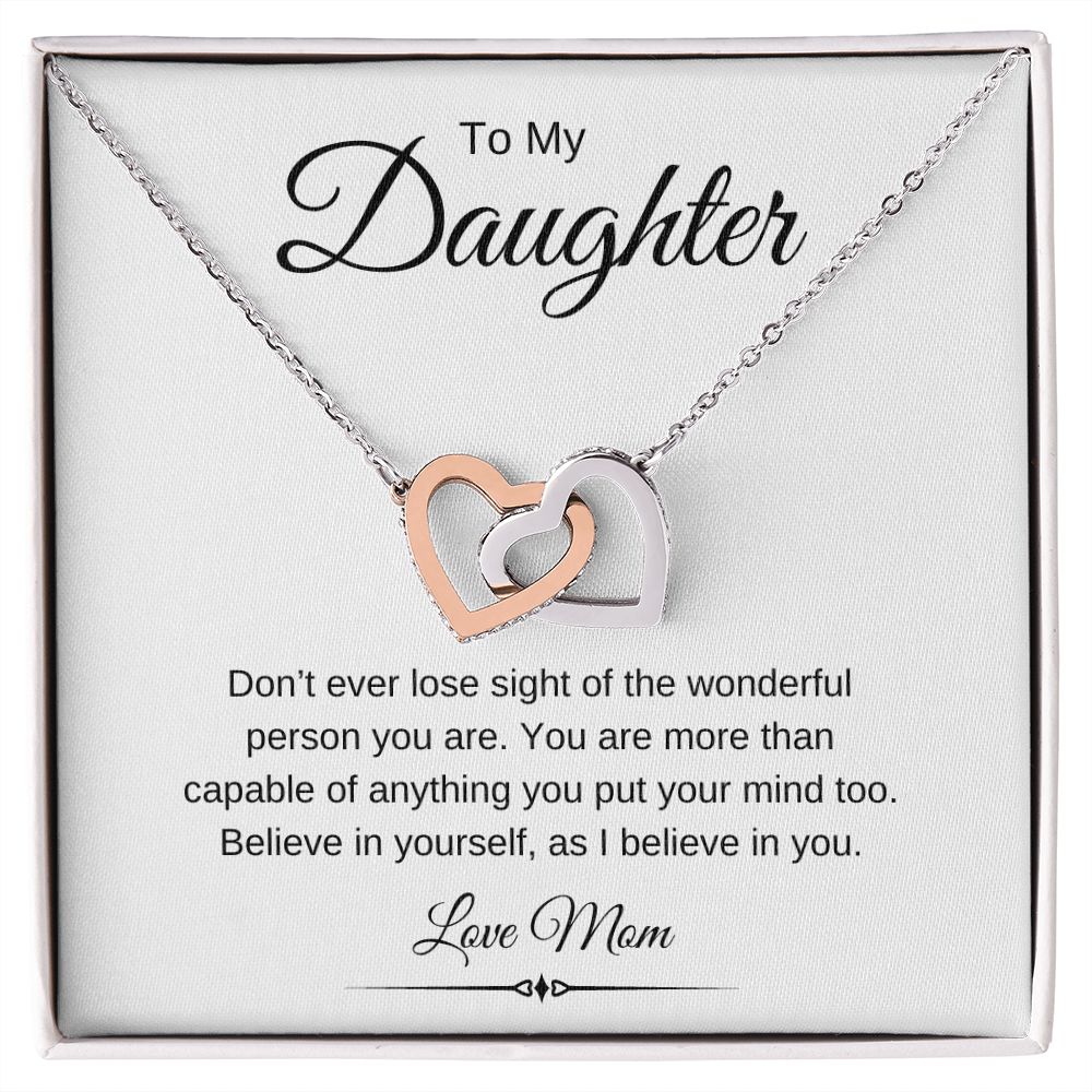 To My Daughter / Interlocking Hearts Necklace