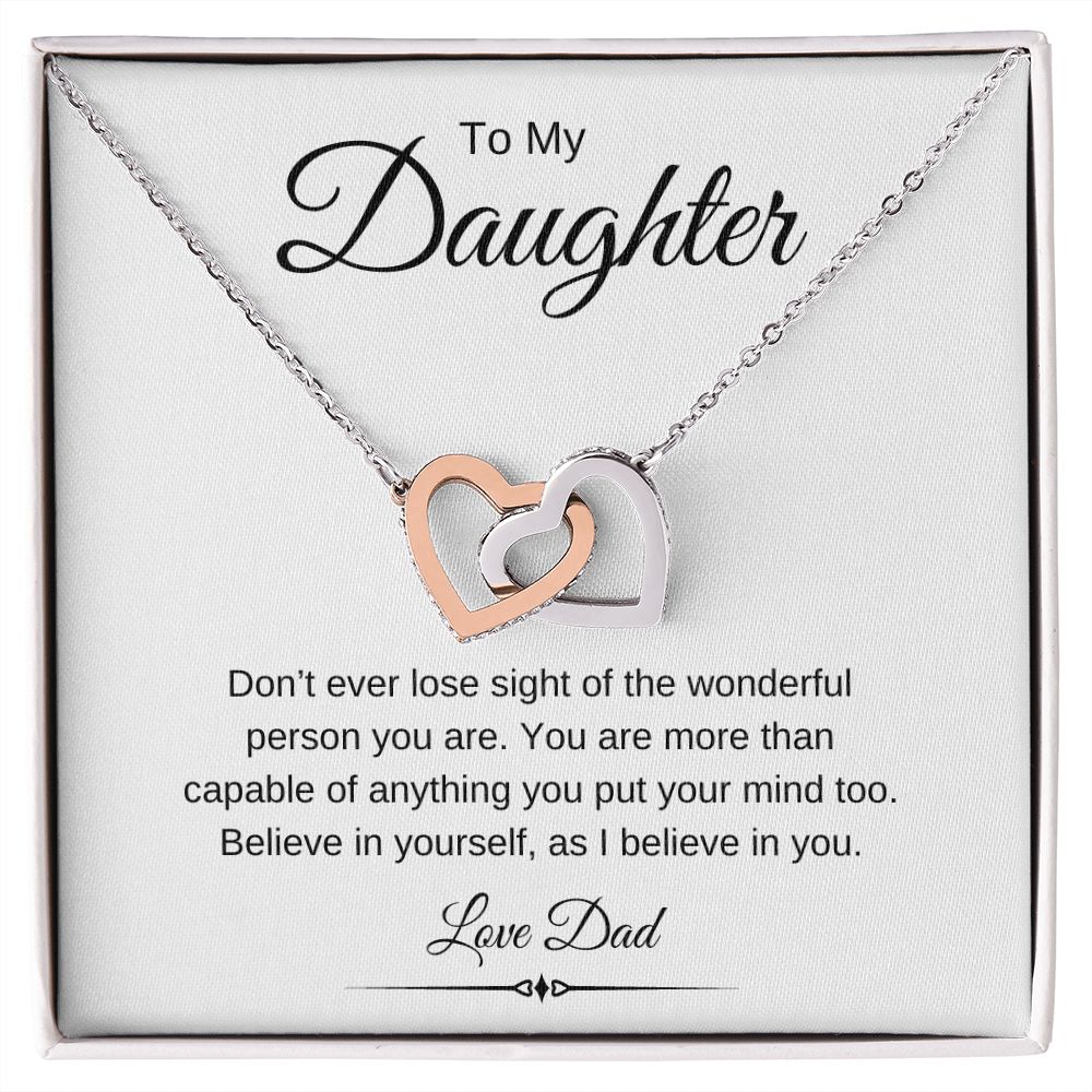 To My Daughter / Interlocking Hearts Necklace