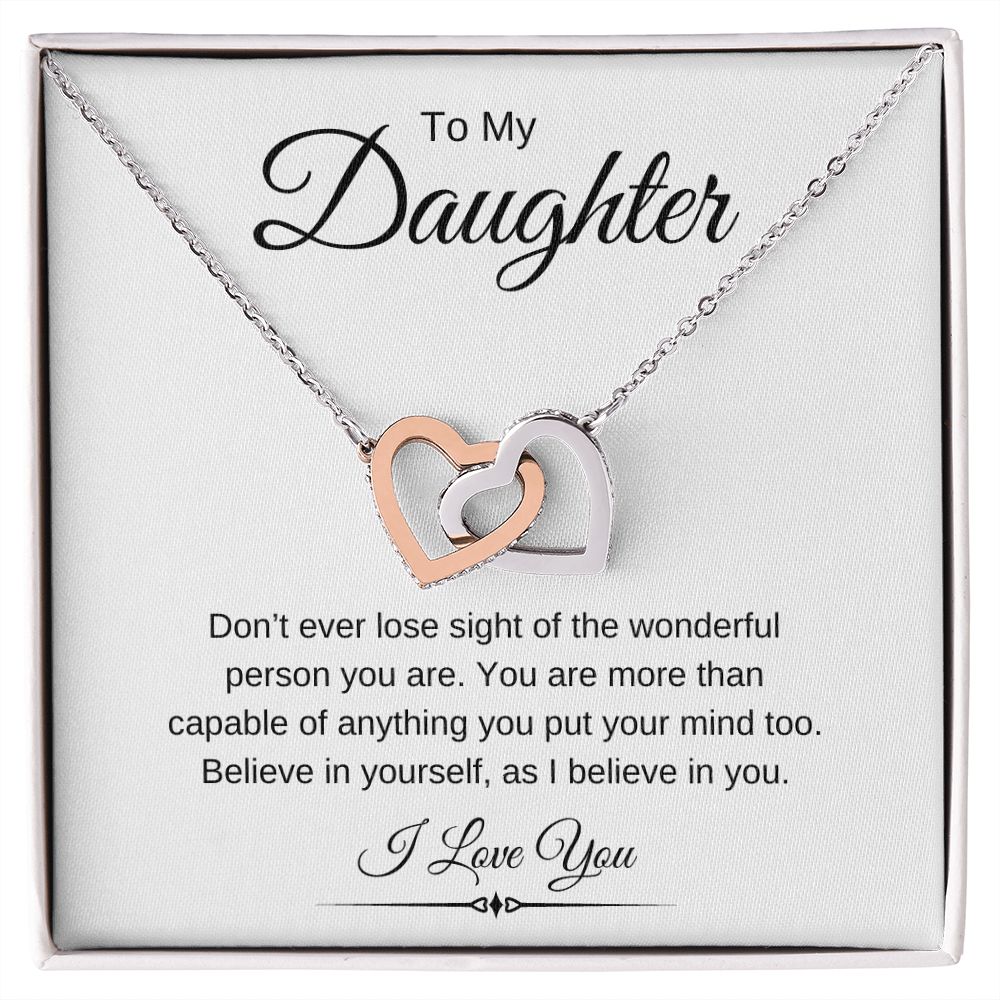 To My Daughter / Interlocking Hearts Necklace