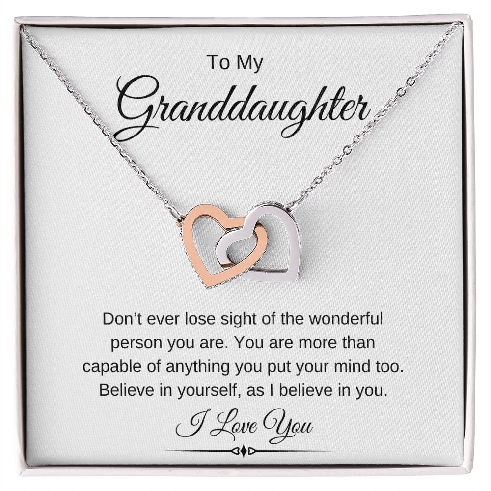 To My Granddaughter / Interlocking Hearts necklace