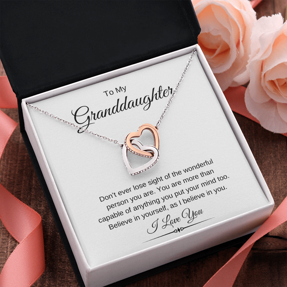 To My Granddaughter / Interlocking Hearts necklace