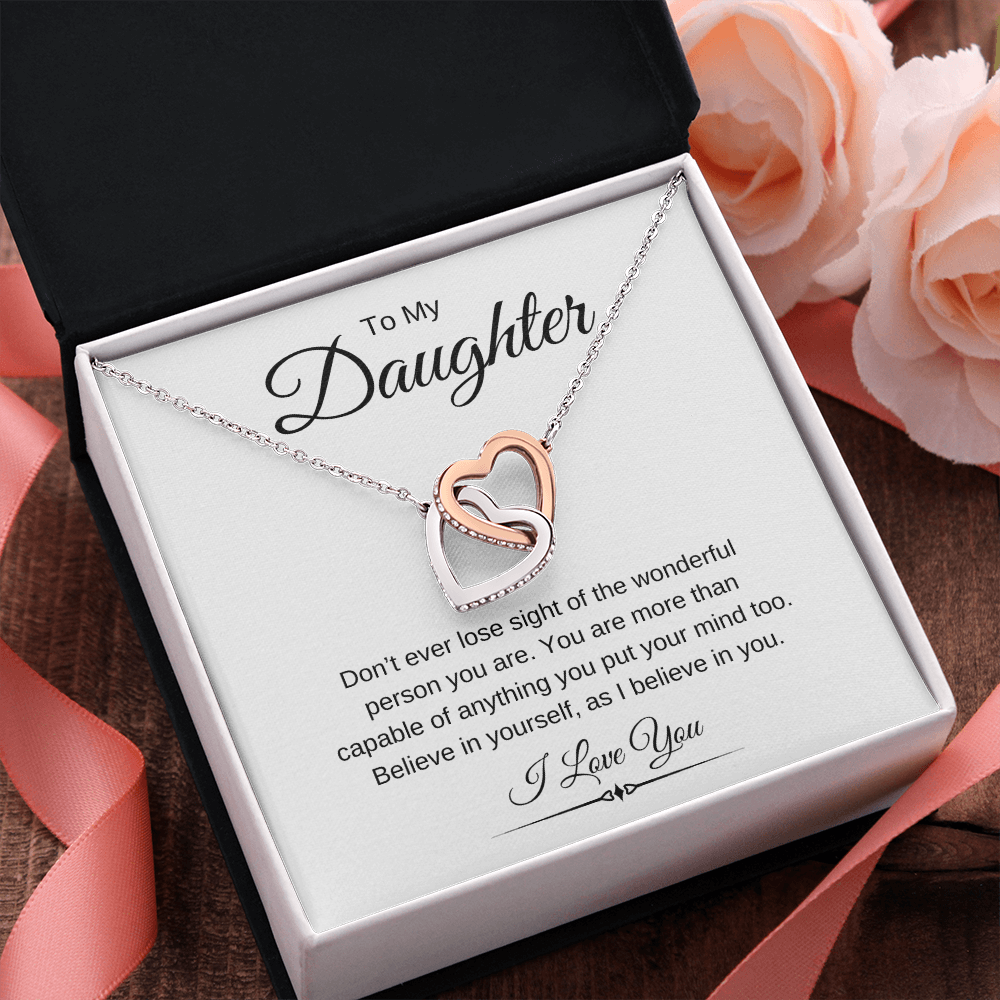 To My Daughter / Interlocking Hearts Necklace