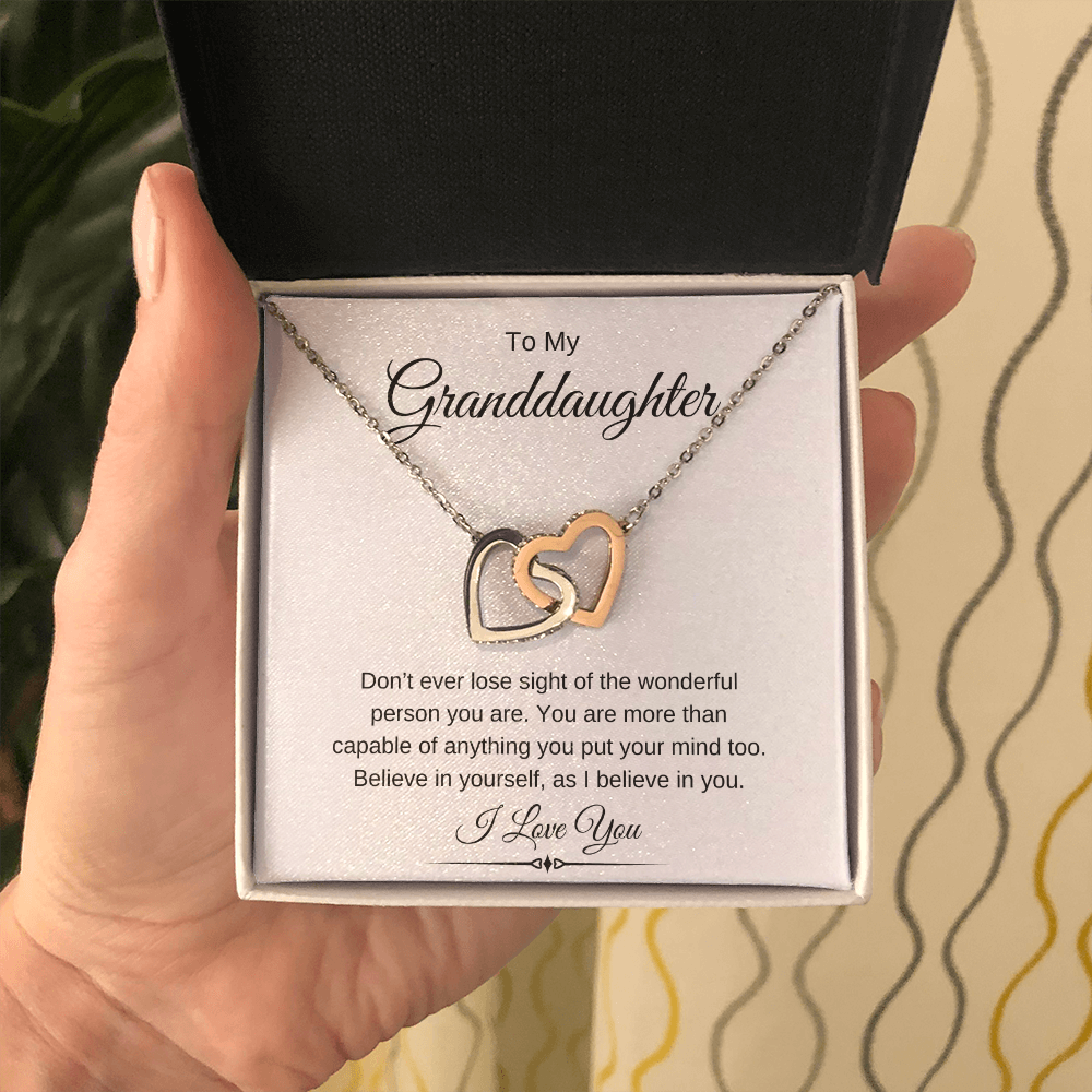To My Granddaughter / Interlocking Hearts necklace