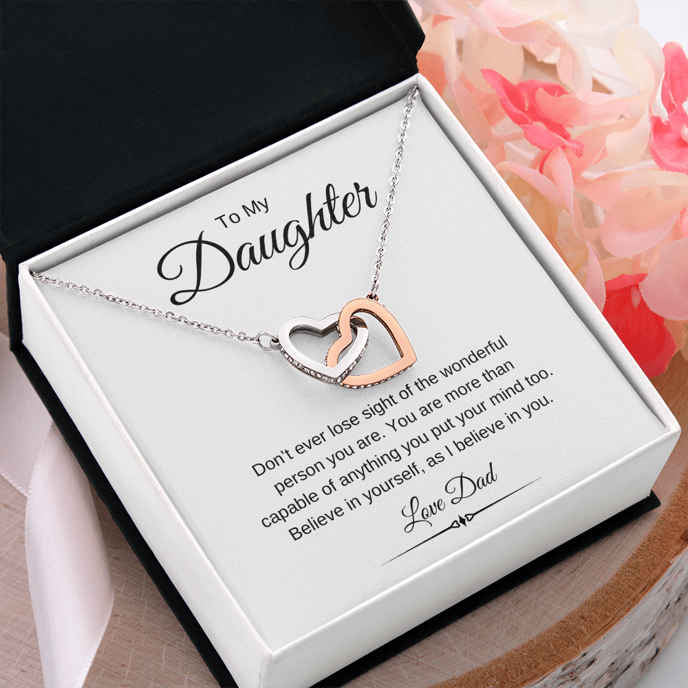 To My Daughter / Interlocking Hearts Necklace