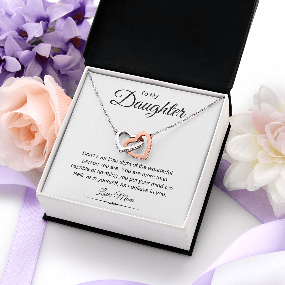 To My Daughter / Interlocking Hearts Necklace