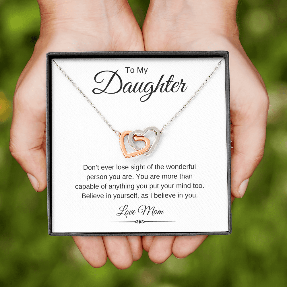 To My Daughter / Interlocking Hearts Necklace