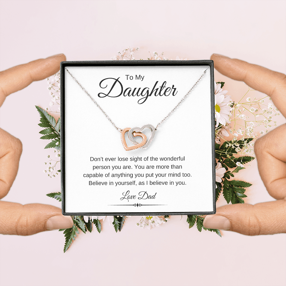 To My Daughter / Interlocking Hearts Necklace