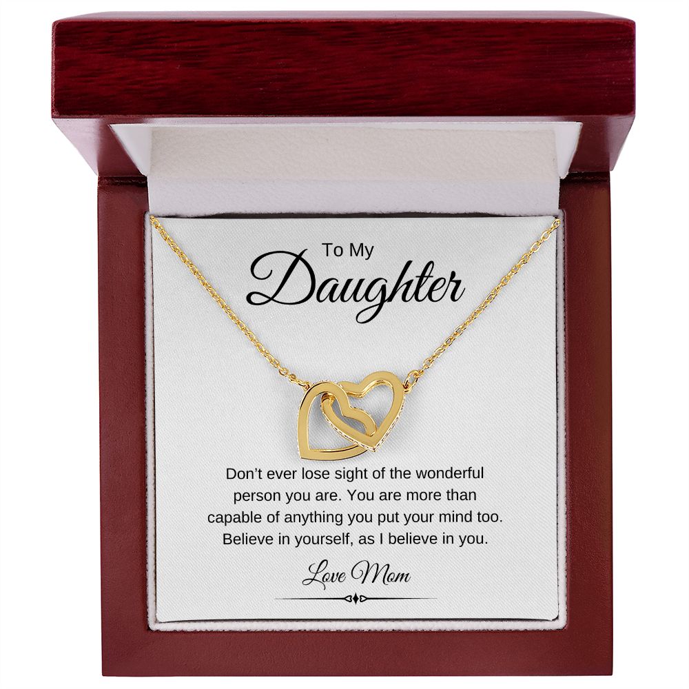 To My Daughter / Interlocking Hearts Necklace