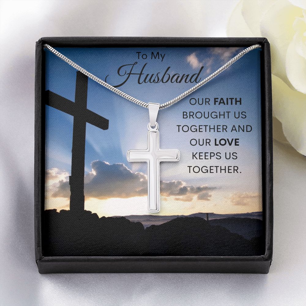 To My Husband / Artisan-crafted Stainless-Steel Cross Necklace