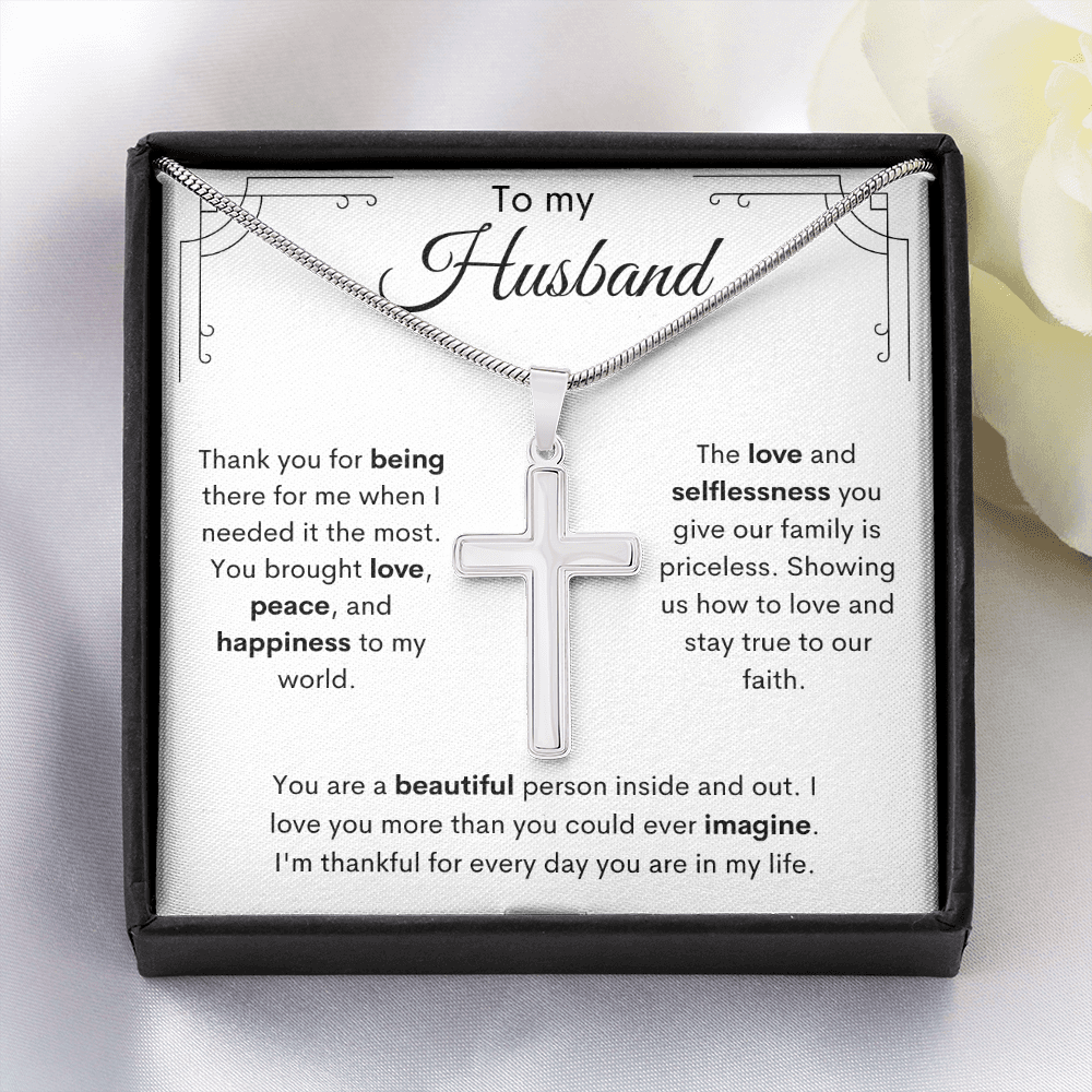 To My Husband / Stainless Steel Cross Necklace