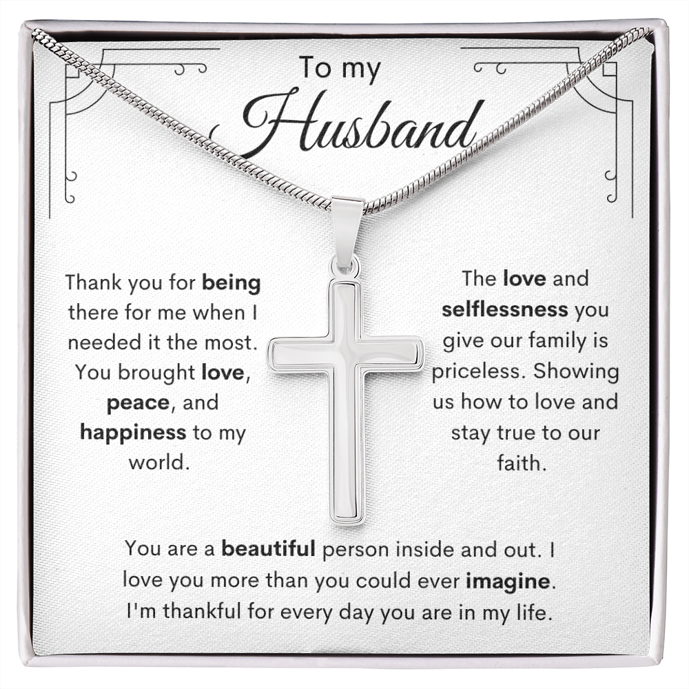 To My Husband / Stainless Steel Cross Necklace