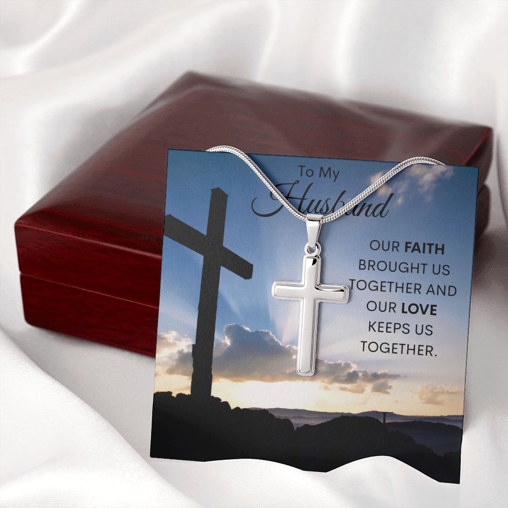 To My Husband / Artisan-crafted Stainless-Steel Cross Necklace