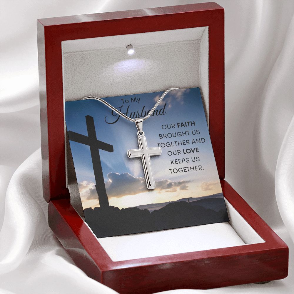 To My Husband / Artisan-crafted Stainless-Steel Cross Necklace