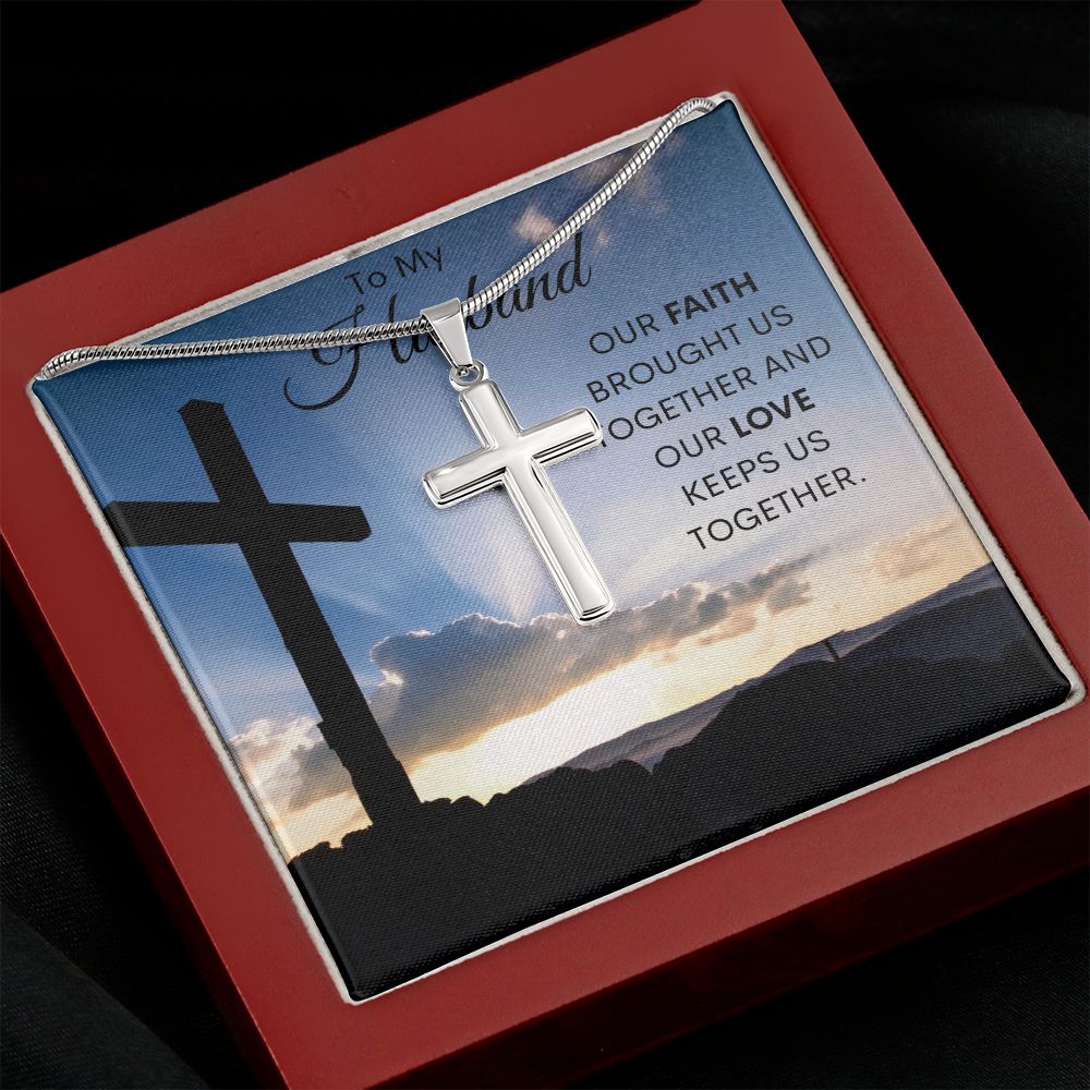 To My Husband / Artisan-crafted Stainless-Steel Cross Necklace