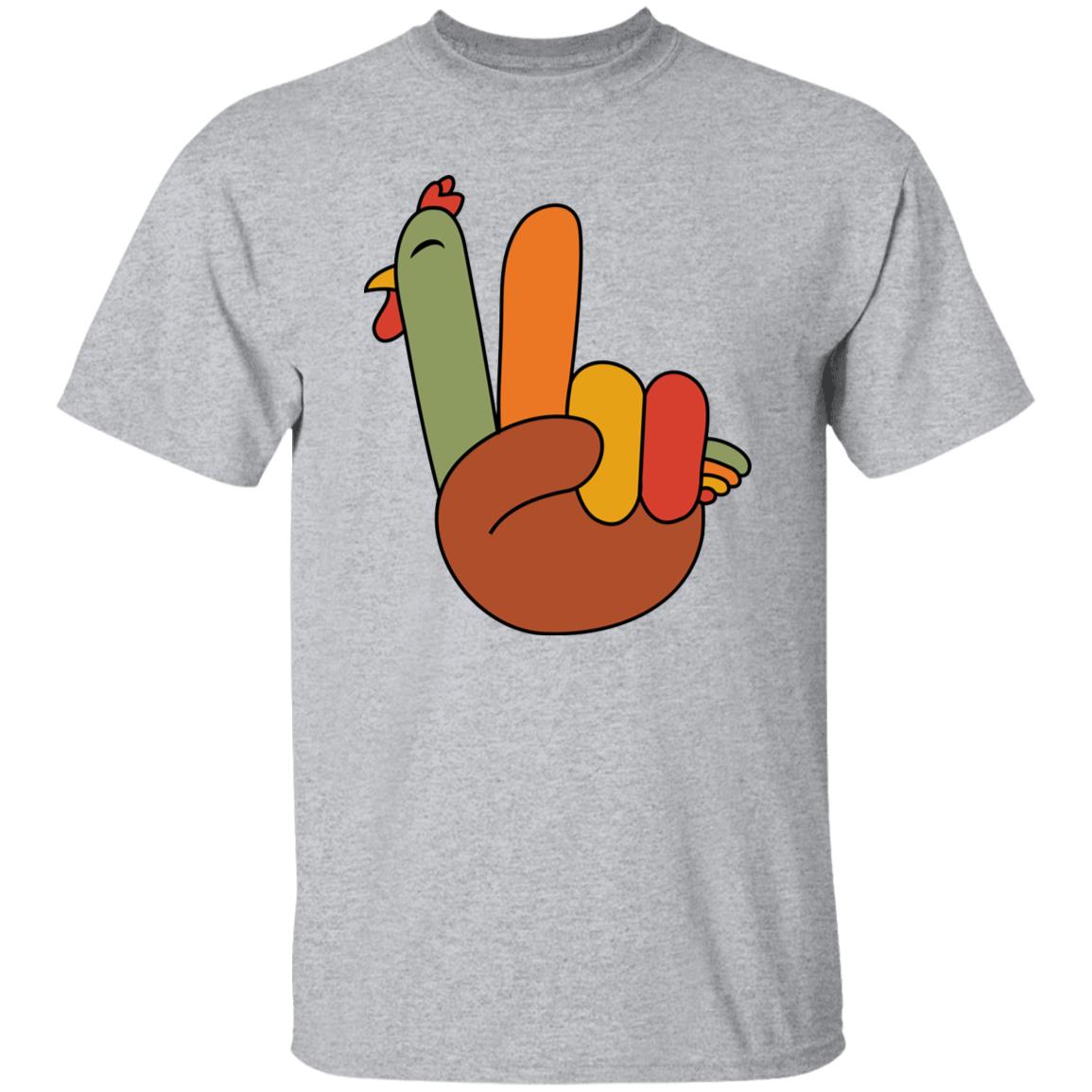 Peace Sign Turkey Hand Cool Thanksgiving Hippie Men Women T-Shirt