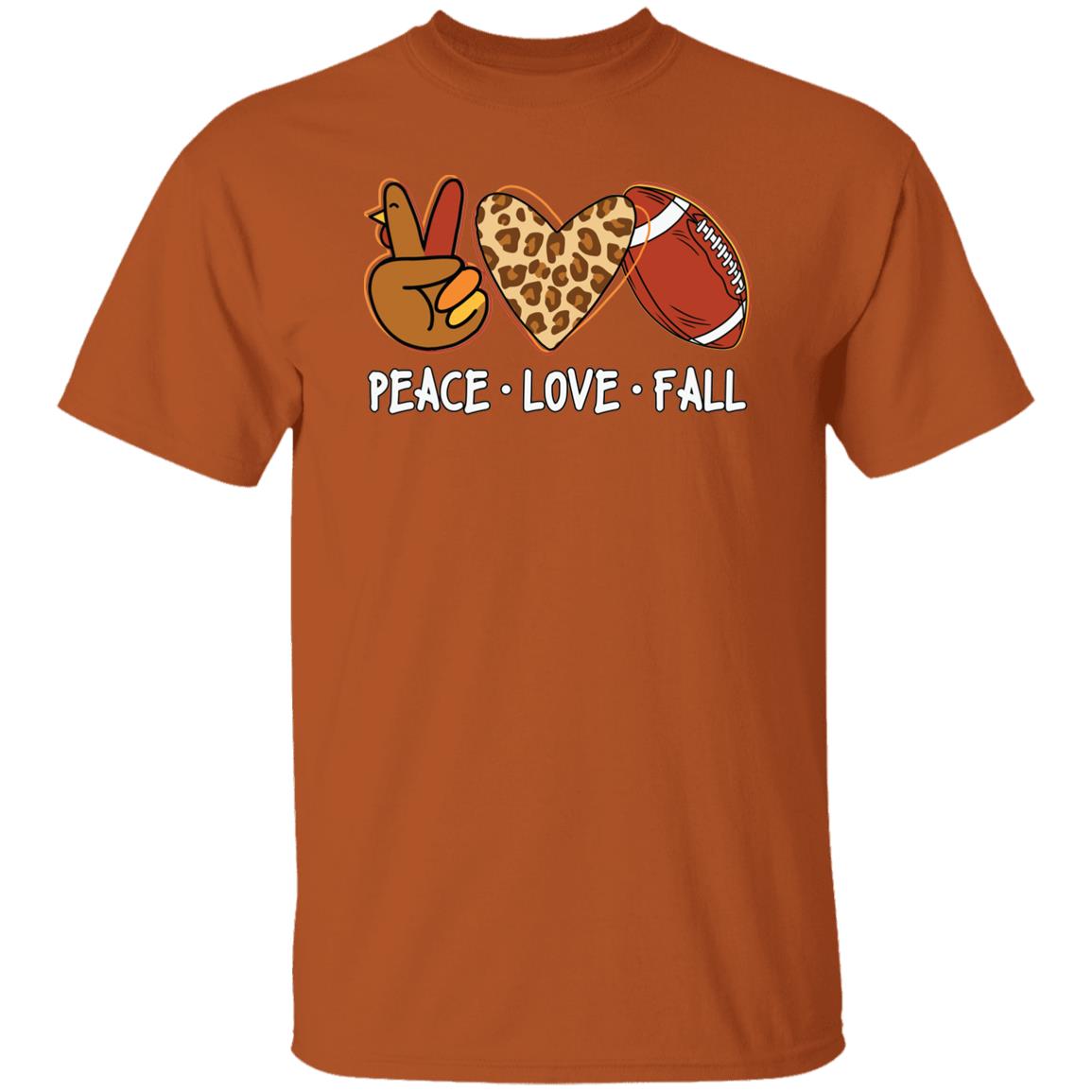 Peace Love Fall Men Women Autumn Football Fall T-Shirt Leopard Love T-Shirt