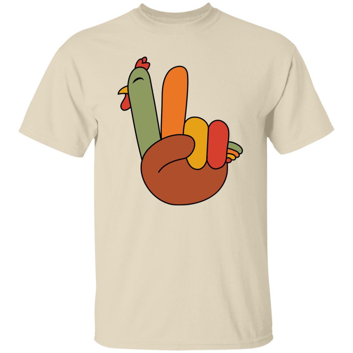 Peace Sign Turkey Hand Cool Thanksgiving Hippie Men Women T-Shirt