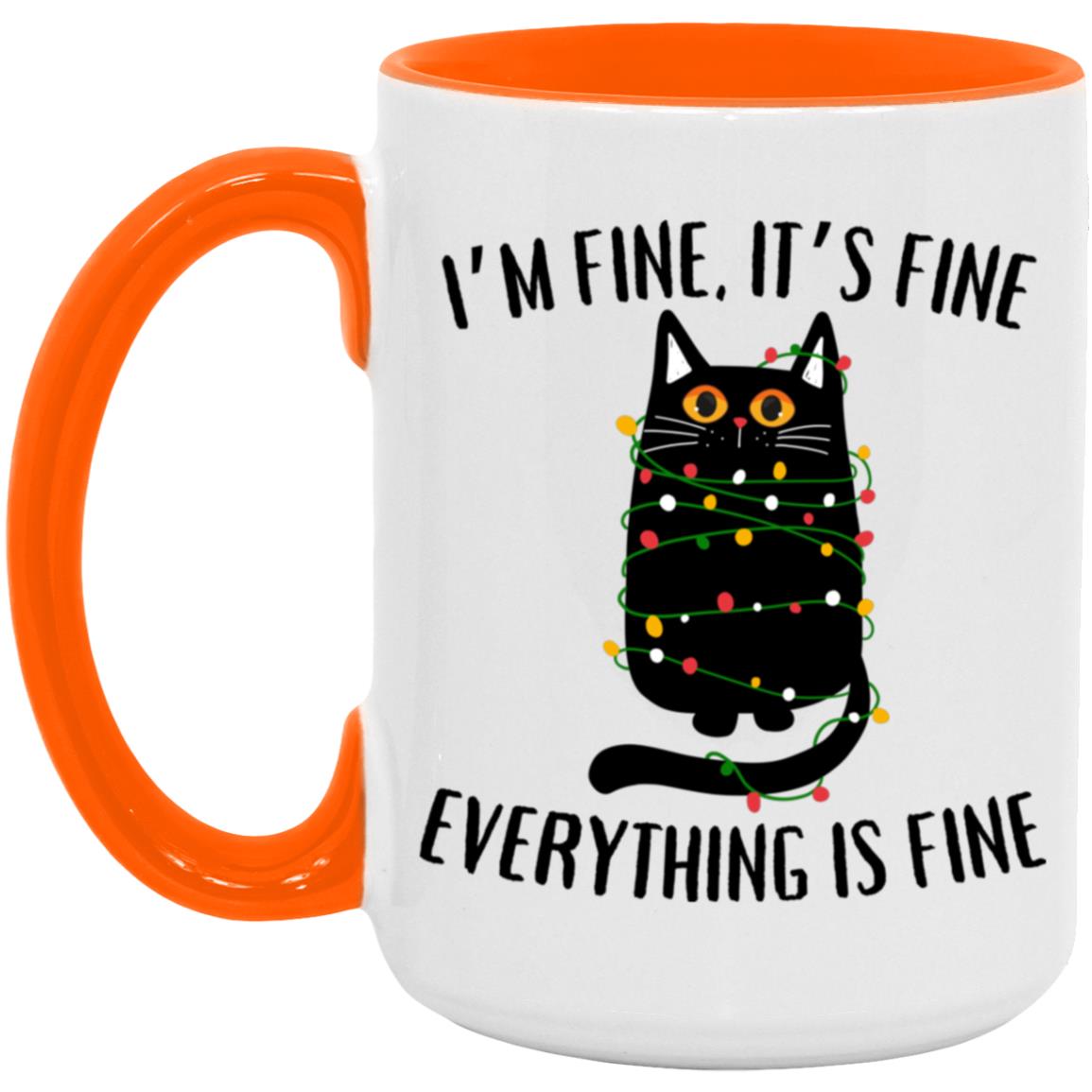 I'm Fine, It's Fine Black Cat Mugs