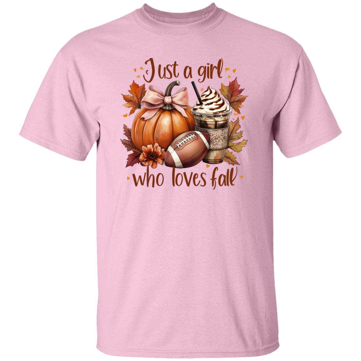 Just A Girl Unisex T-Shirt Fall Pumpkin T-shirt Latte Coffee Graphic Tees Fall T-Shirt