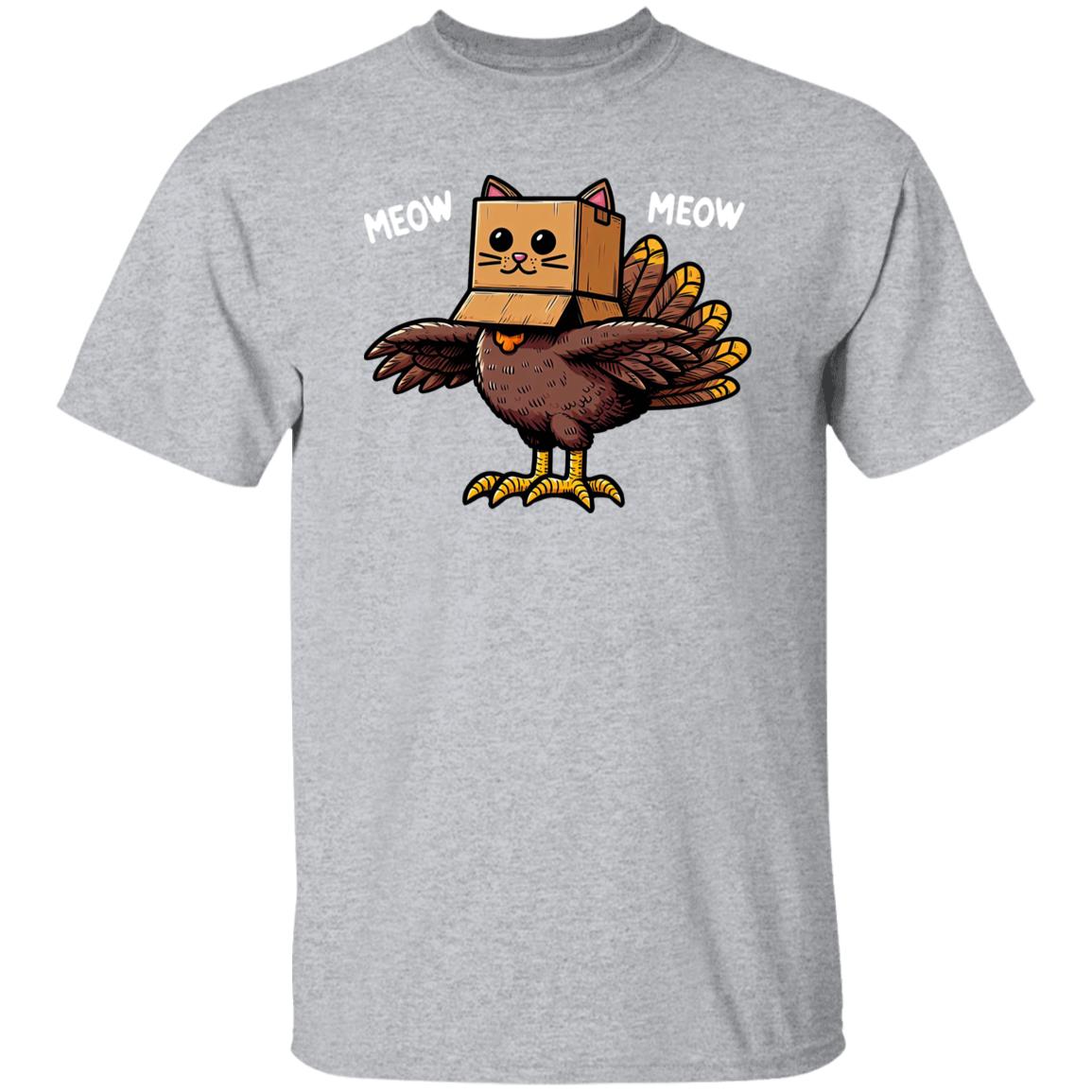 Thanksgiving Turkey Cat Meow Funny Men Women Thanksgiving T-Shirt