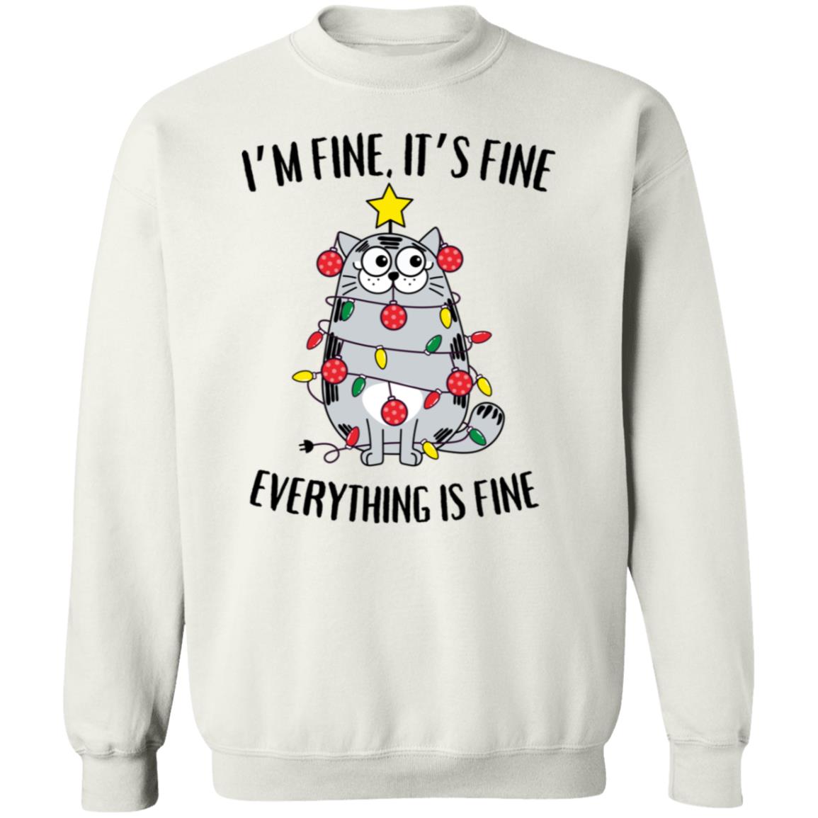 I'm Fine, It's Fine Grey Cat Sweatshirt