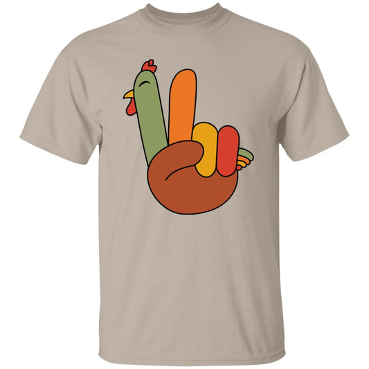 Peace Sign Turkey Hand Cool Thanksgiving Hippie Men Women T-Shirt