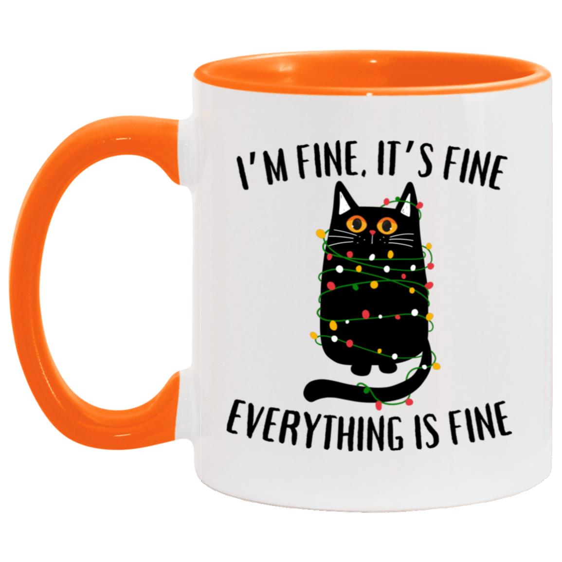 I'm Fine, It's Fine Black Cat Mugs