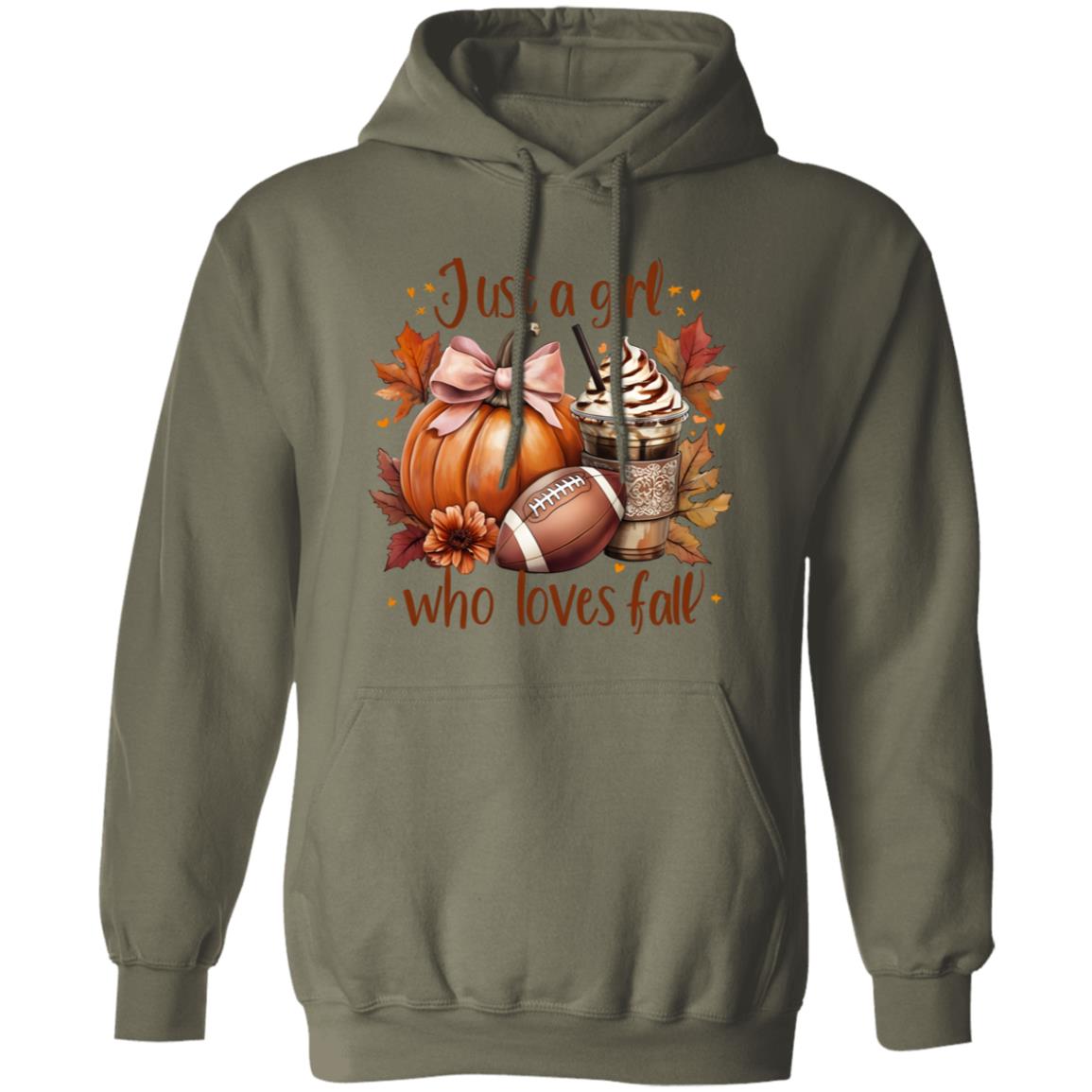 Just A Girl Unisex Fall Pumpkin Hoodie Latte Coffee Graphic Fall Pullover Hoodie