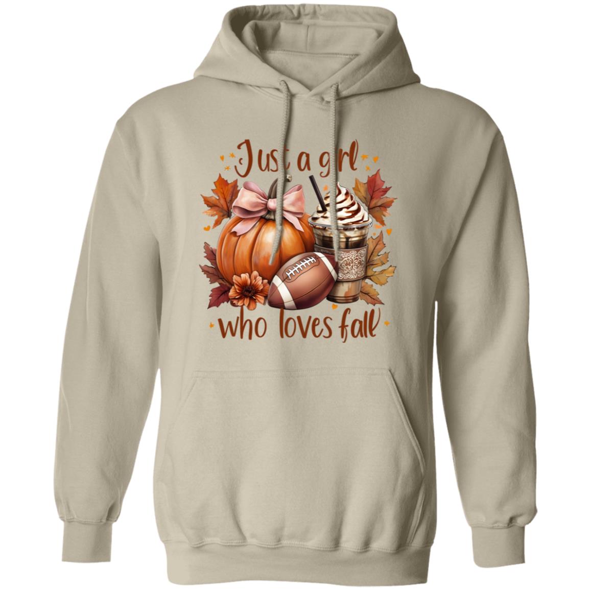 Just A Girl Unisex Fall Pumpkin Hoodie Latte Coffee Graphic Fall Pullover Hoodie