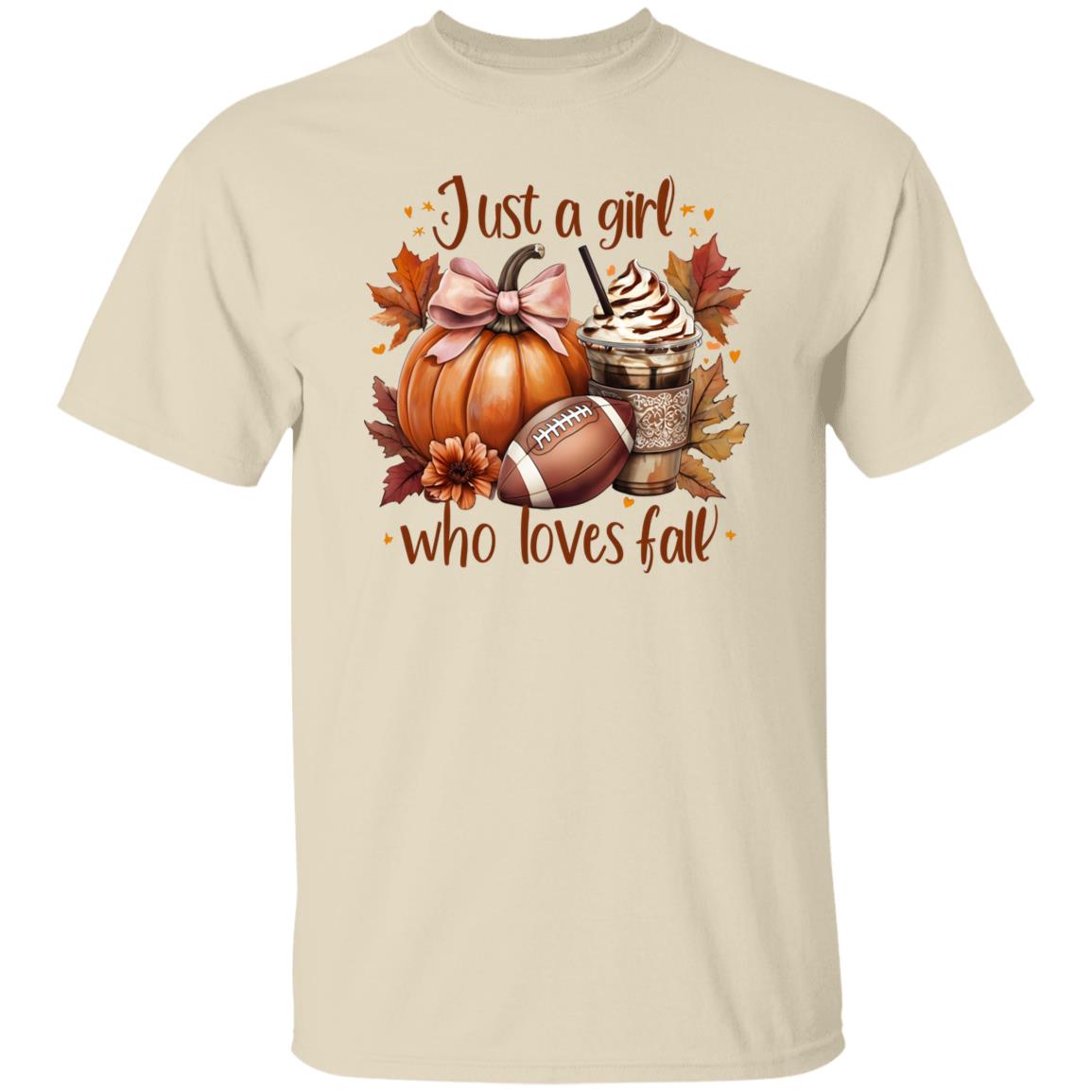 Just A Girl Unisex T-Shirt Fall Pumpkin T-shirt Latte Coffee Graphic Tees Fall T-Shirt